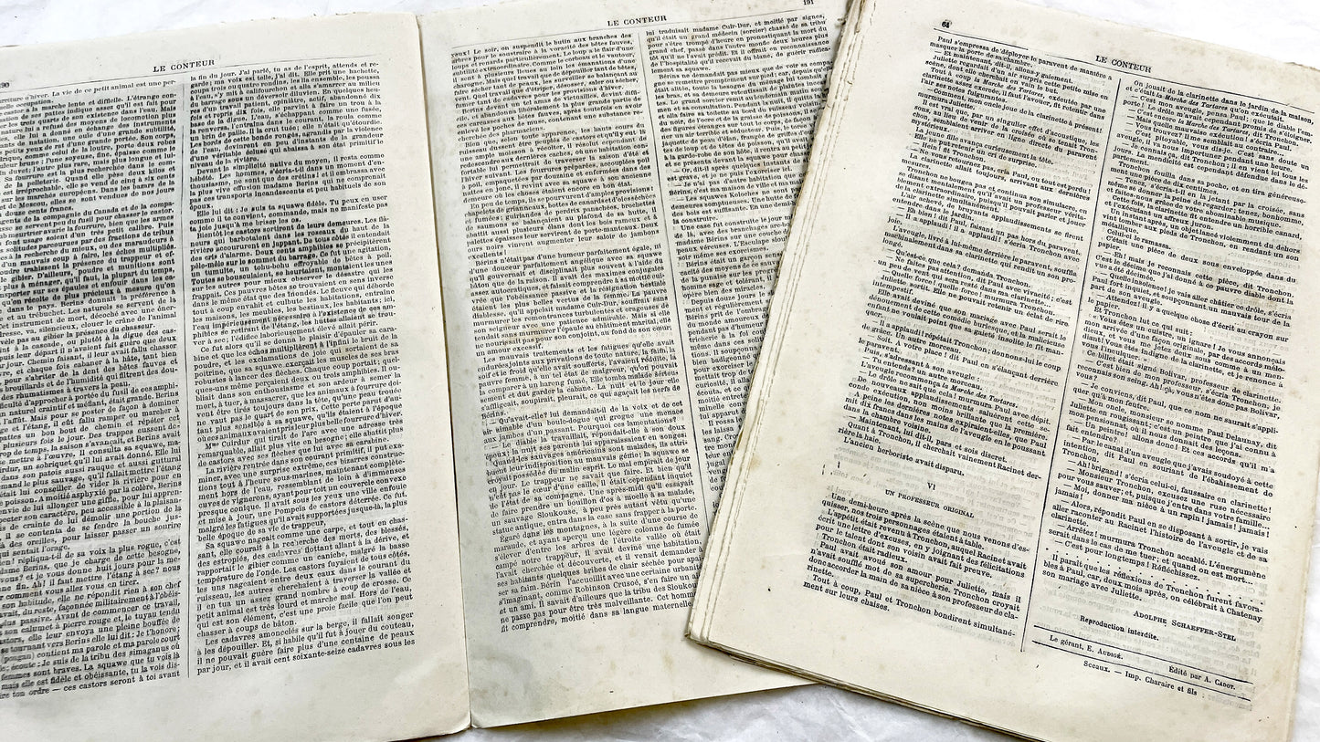 Late 19th - French Literary Periodicals Le Conteur - Two 1881 Editions - Original Engravings - Featuring Jean Misère Novel by Louis Letang