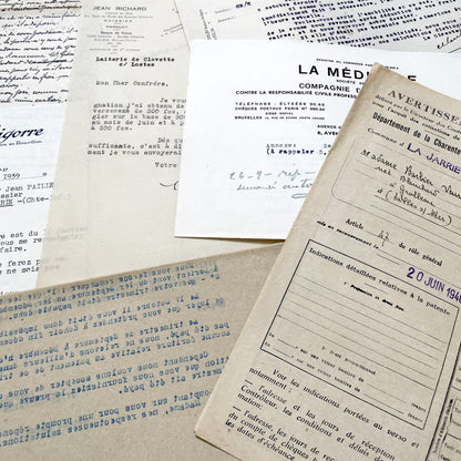 1940s - Vintage Ephemera Lot – French Letters, Invoices & Legal Documents from Notary Archive