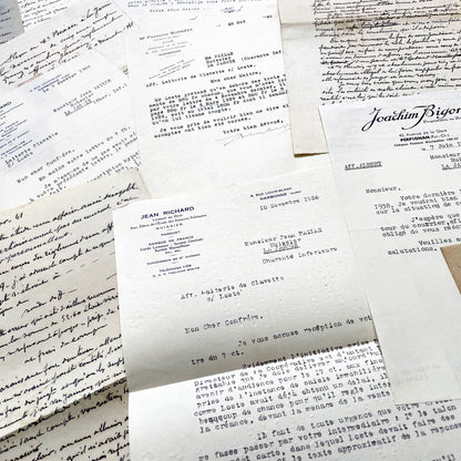 1930s - Vintage Ephemera Lot – French Letters, Invoices & Legal Documents from Notary Archive