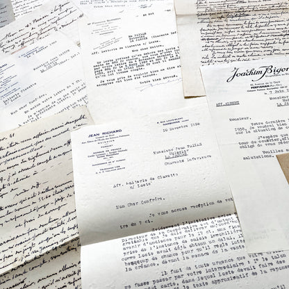 1940s - Vintage Ephemera Lot – French Letters, Invoices & Legal Documents from Notary Archive