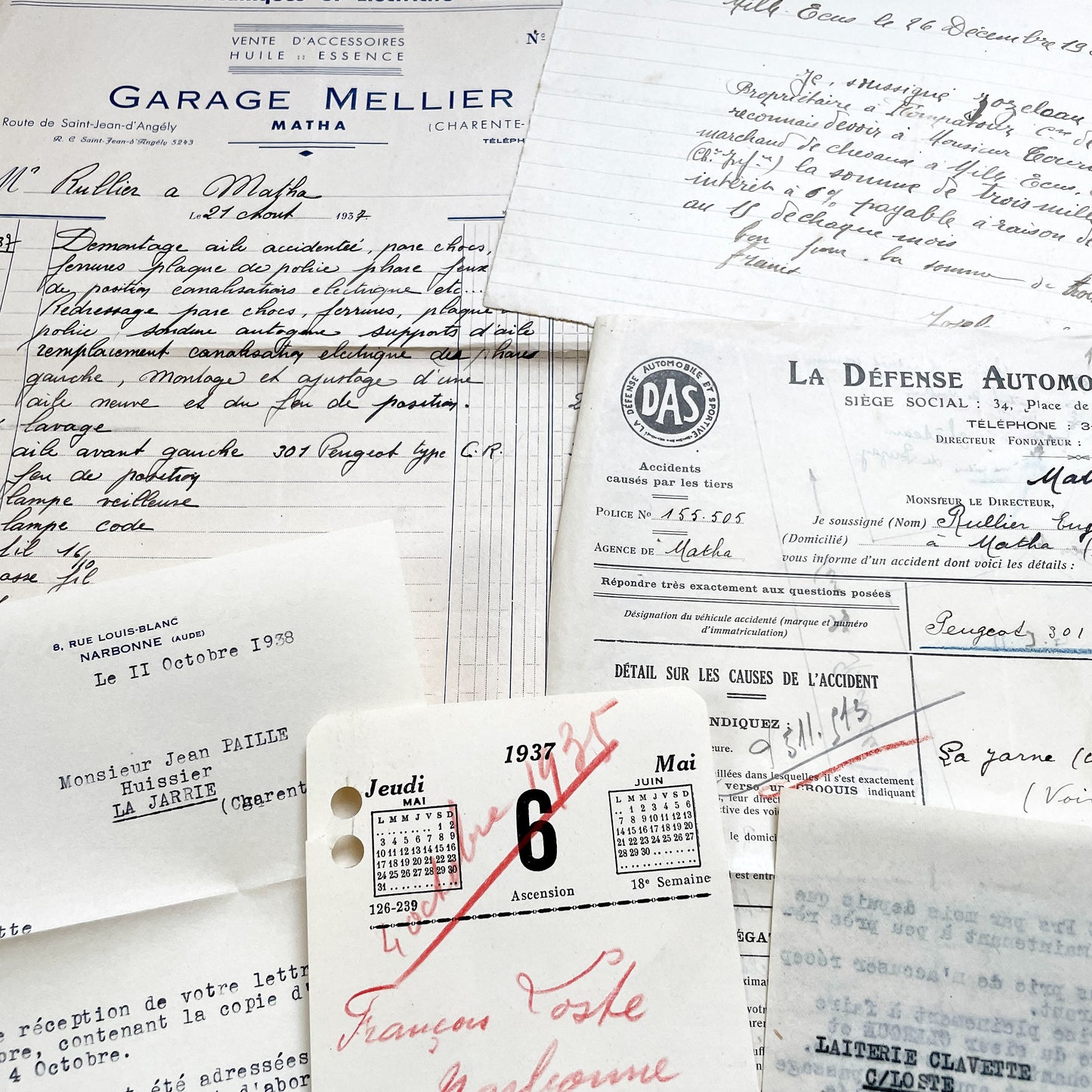 1930s - Vintage Ephemera Lot – French Letters, Invoices & Legal Documents from Notary Archive