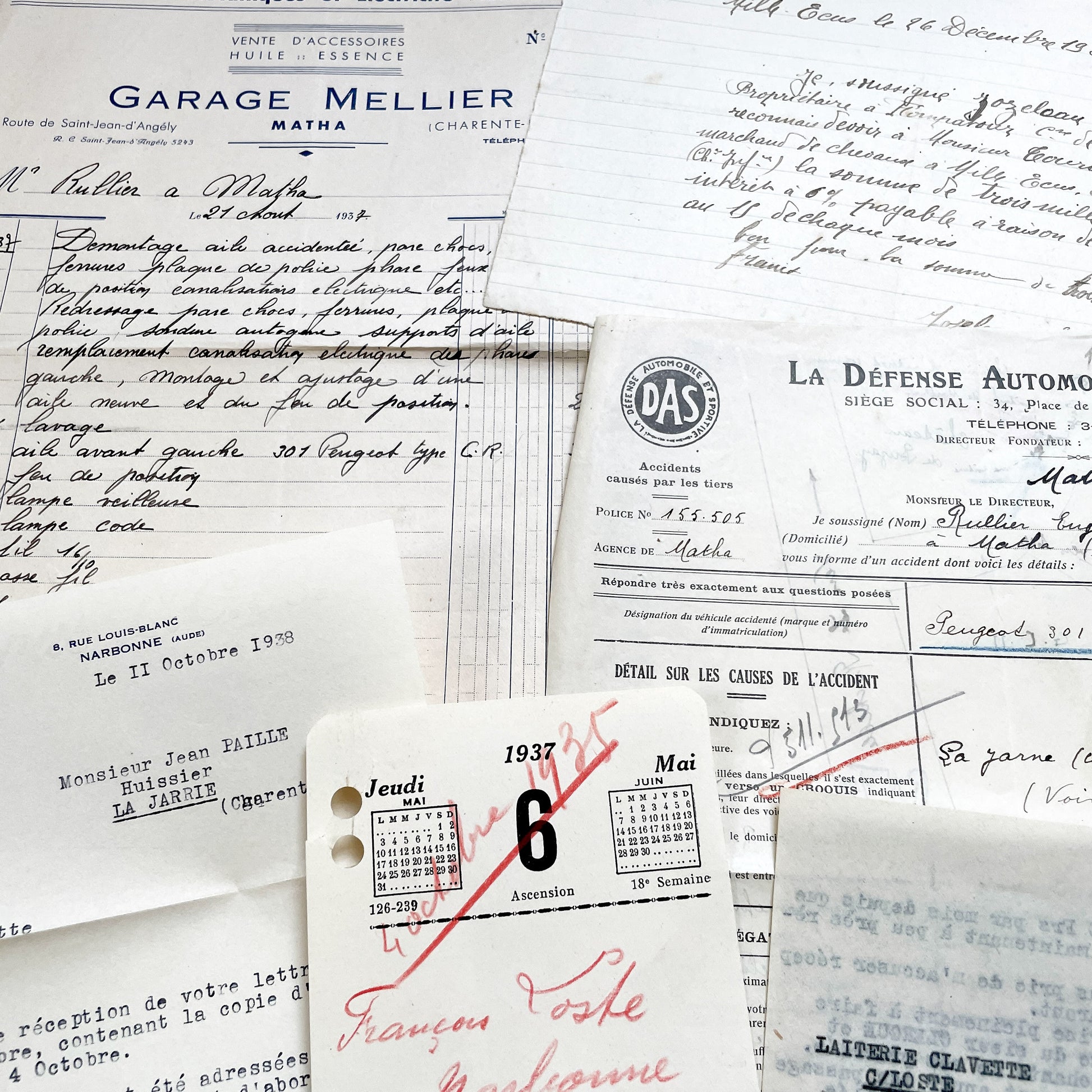 1930s - Vintage Ephemera Lot – French Letters, Invoices & Legal Documents from Notary Archive
