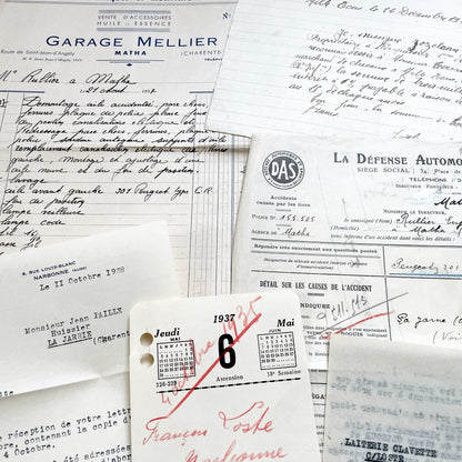 1930s - Vintage Ephemera Lot – French Letters, Invoices & Legal Documents from Notary Archive