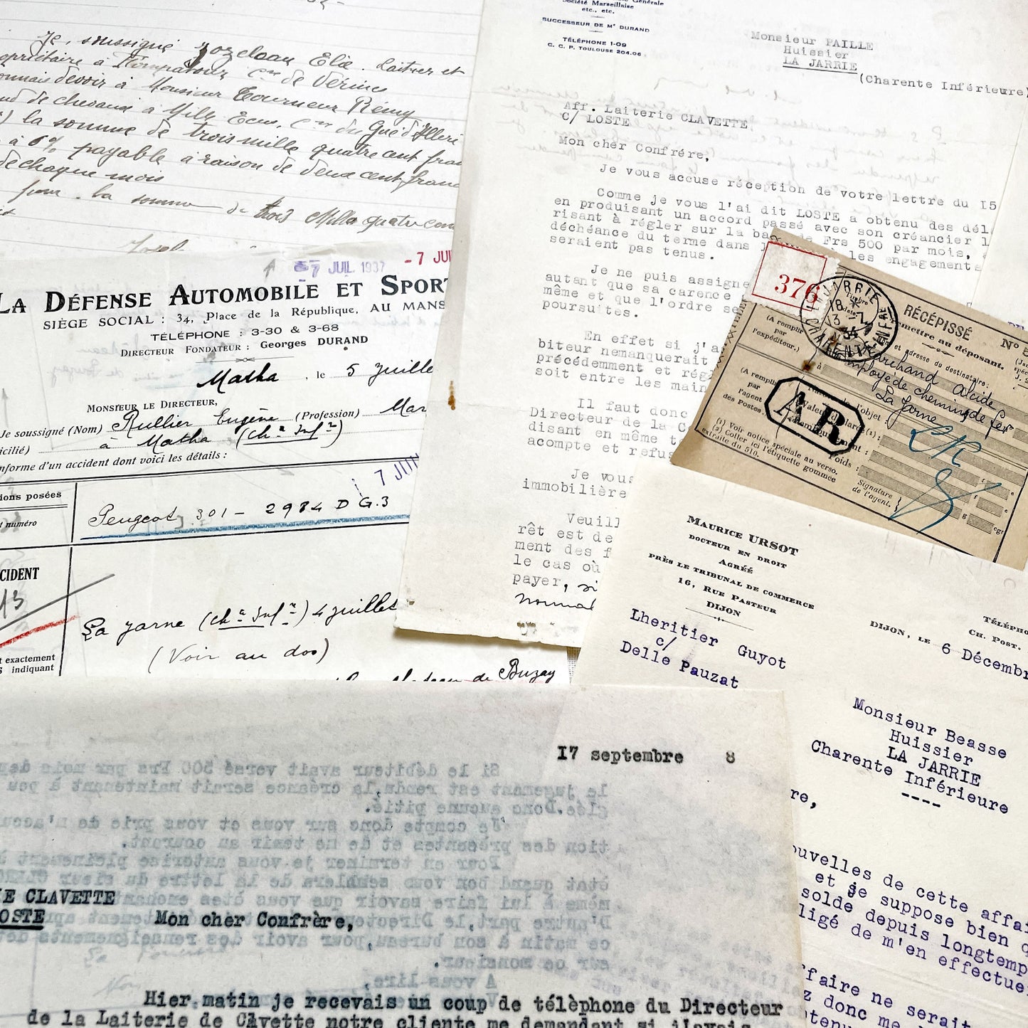 1930s - Vintage Ephemera Lot – French Letters, Invoices & Legal Documents from Notary Archive