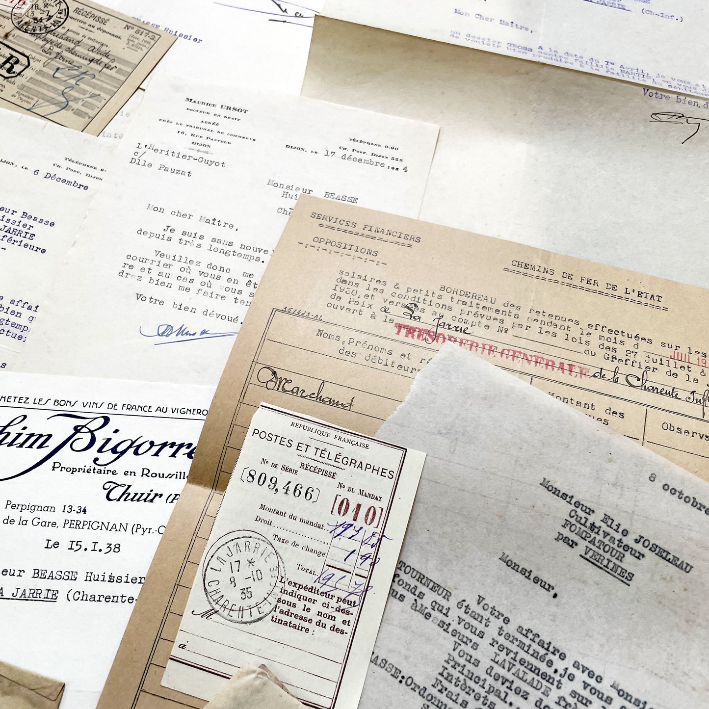 1930s - Vintage Ephemera Lot – French Letters, Invoices & Legal Documents from Notary Archive