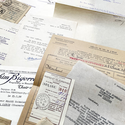 1930s - Vintage Ephemera Lot – French Letters, Invoices & Legal Documents from Notary Archive