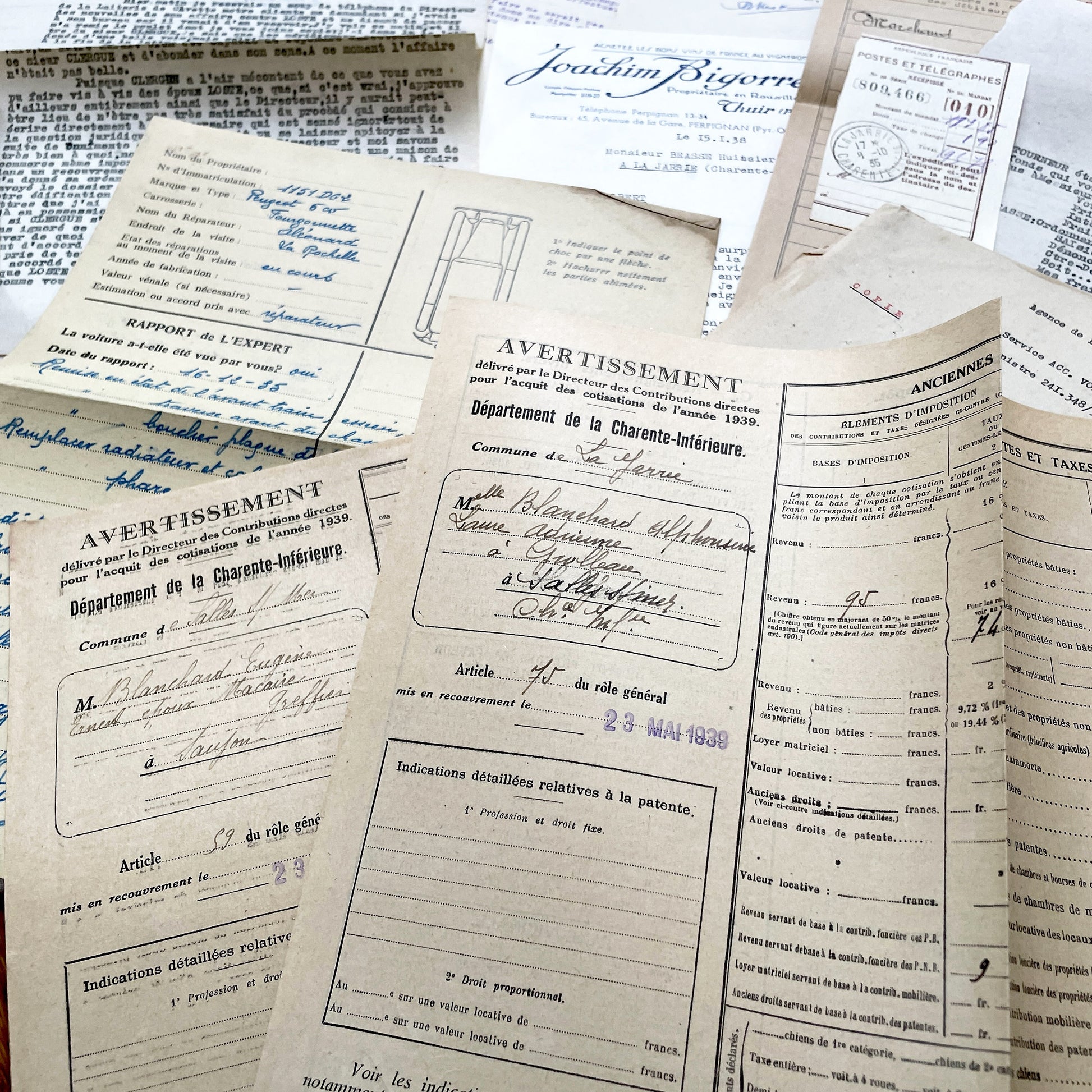 1930s - Vintage Ephemera Lot – French Letters, Invoices & Legal Documents from Notary Archive