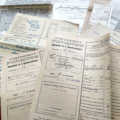 1930s - Vintage Ephemera Lot – French Letters, Invoices & Legal Documents from Notary Archive