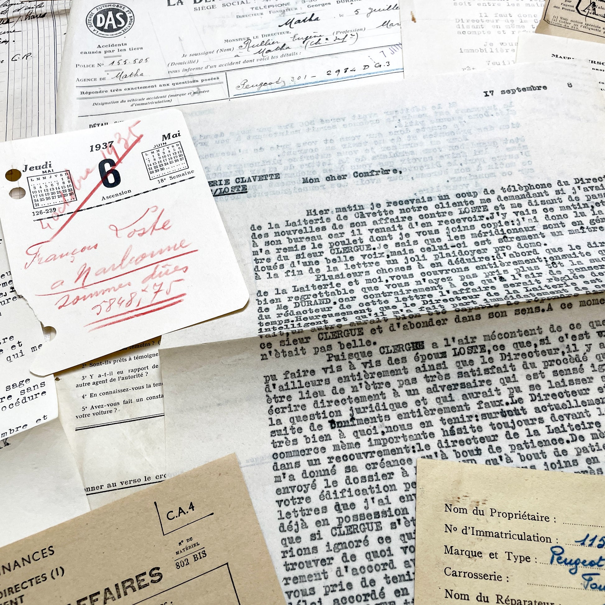 1930s - Vintage Ephemera Lot – French Letters, Invoices & Legal Documents from Notary Archive