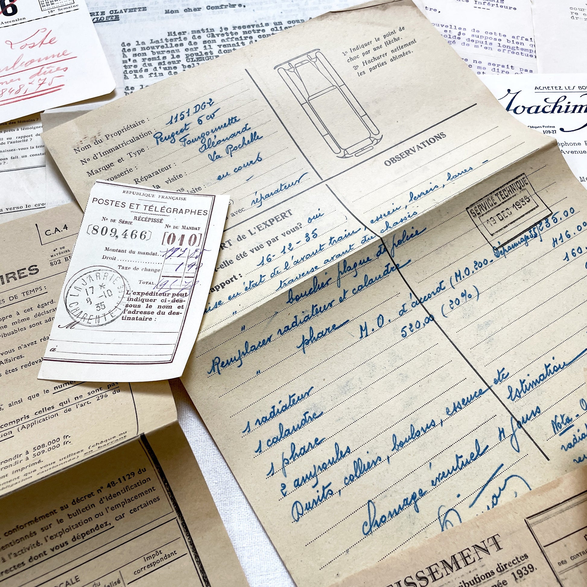 1930s - Vintage Ephemera Lot – French Letters, Invoices & Legal Documents from Notary Archive