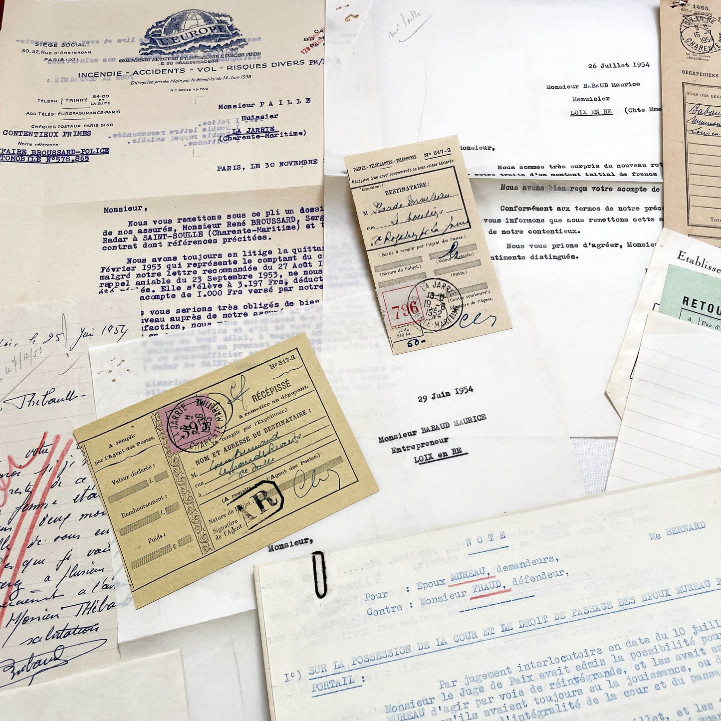 1930s - Vintage Ephemera Lot – French Letters, Invoices & Legal Documents from Notary Archive