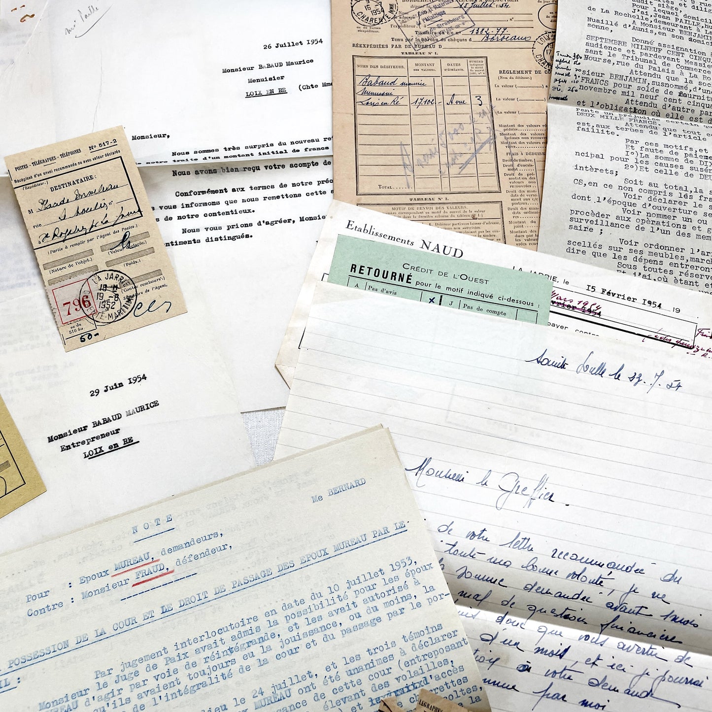 1930s - Vintage Ephemera Lot – French Letters, Invoices & Legal Documents from Notary Archive