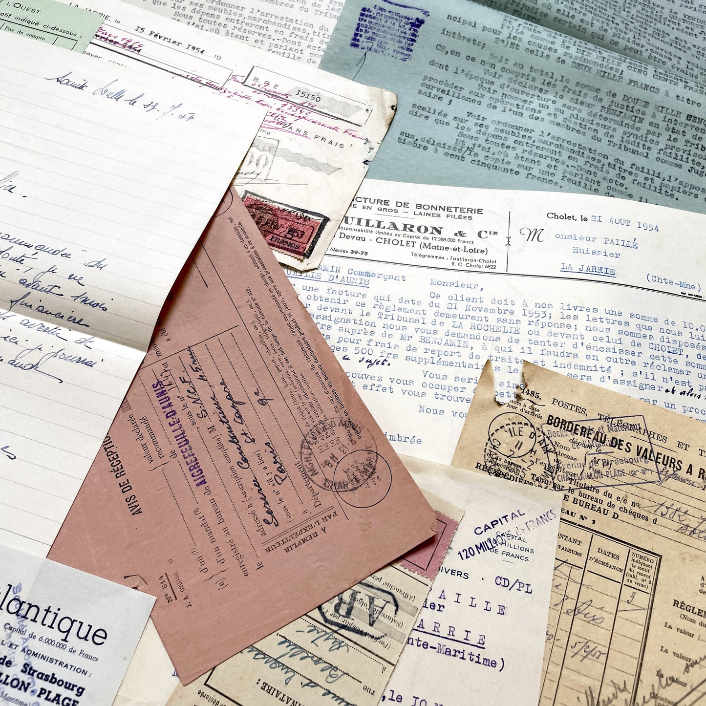 1930s - Vintage Ephemera Lot – French Letters, Invoices & Legal Documents from Notary Archive