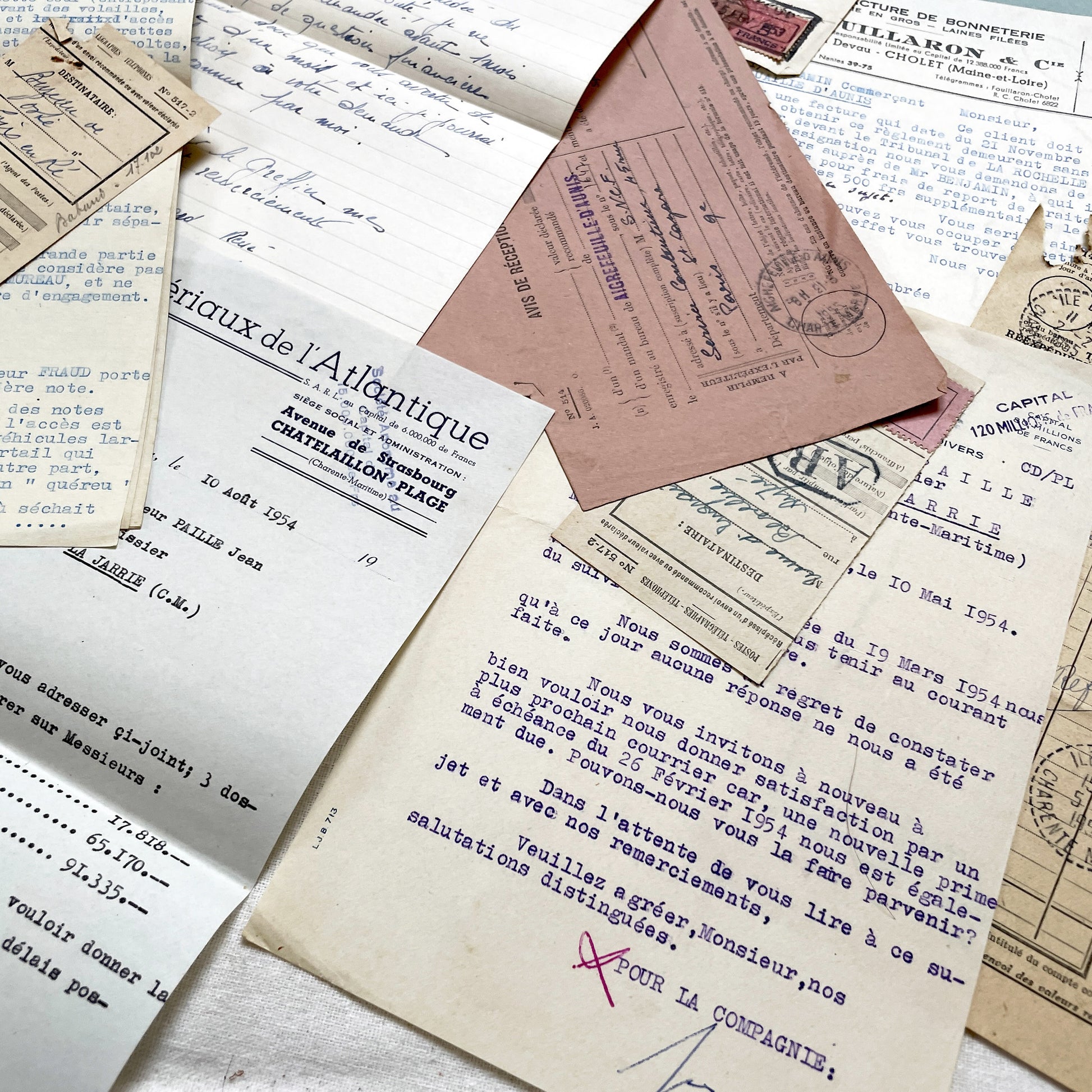 1930s - Vintage Ephemera Lot – French Letters, Invoices & Legal Documents from Notary Archive