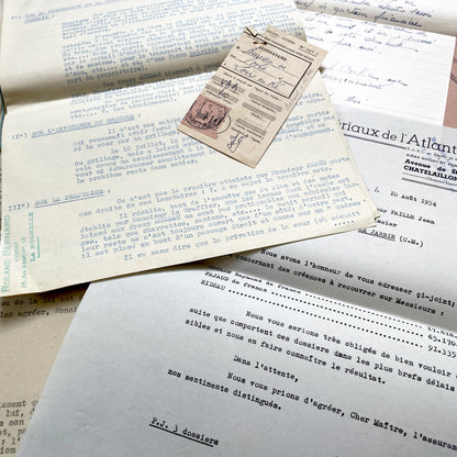 1930s - Vintage Ephemera Lot – French Letters, Invoices & Legal Documents from Notary Archive