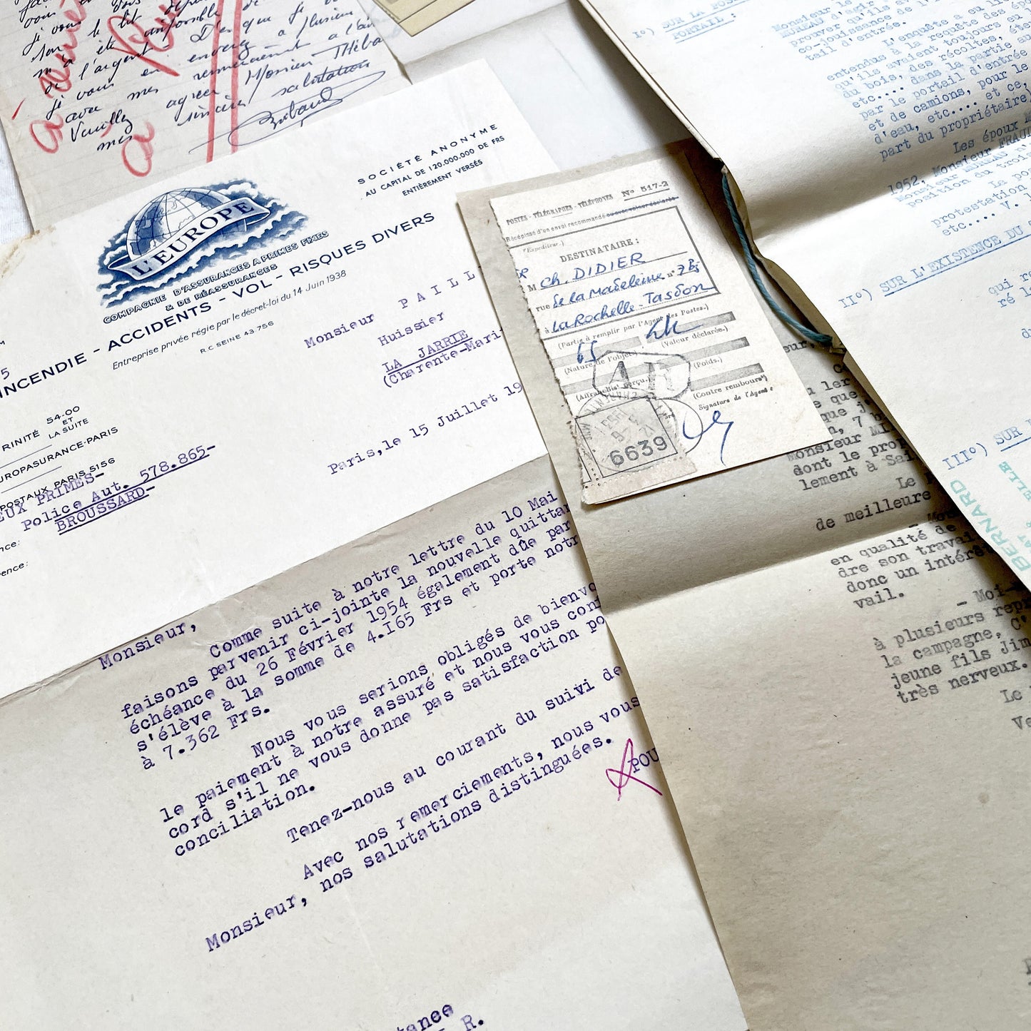 1930s - Vintage Ephemera Lot – French Letters, Invoices & Legal Documents from Notary Archive