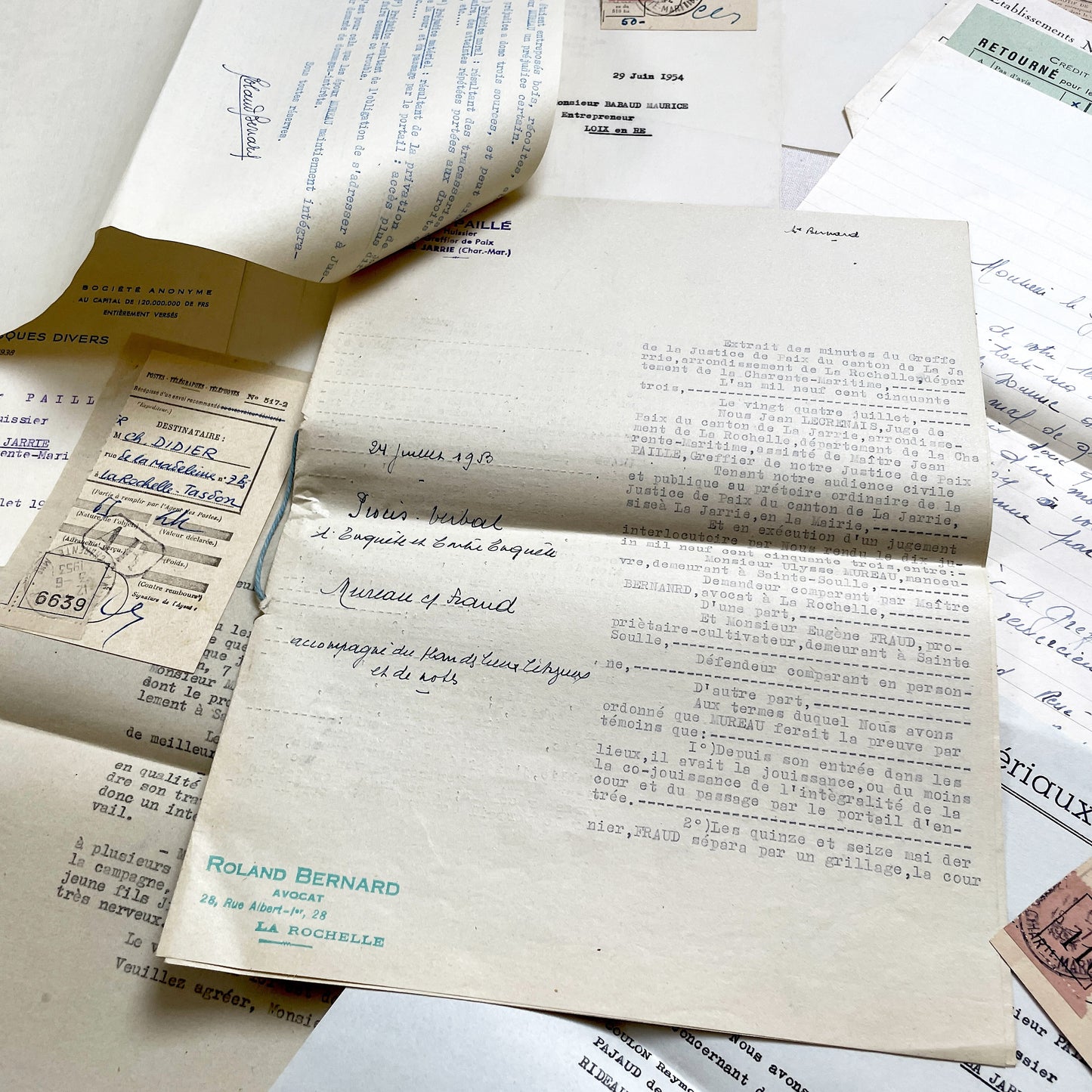 1930s - Vintage Ephemera Lot – French Letters, Invoices & Legal Documents from Notary Archive