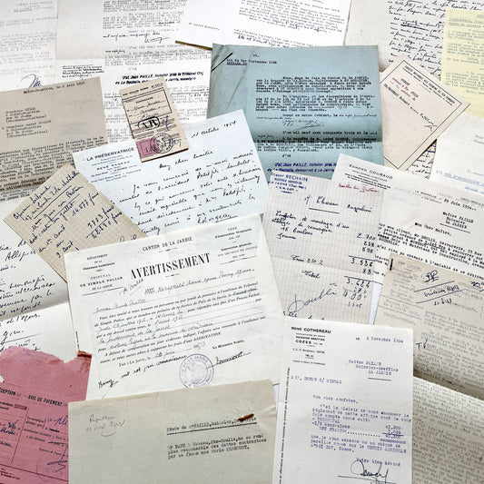 1950s - Vintage Ephemera Lot – French Letters, Invoices & Legal Documents from Notary Archive