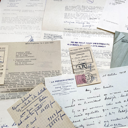 1950s - Vintage Ephemera Lot – French Letters, Invoices & Legal Documents from Notary Archive