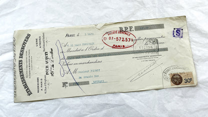 1930s - Lot of 6 Vintage French Bills of Exchange – Handwritten Commercial Documents with Stamps