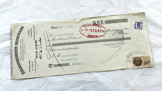 1930s - Lot of 6 Vintage French Bills of Exchange – Handwritten Commercial Documents with Stamps