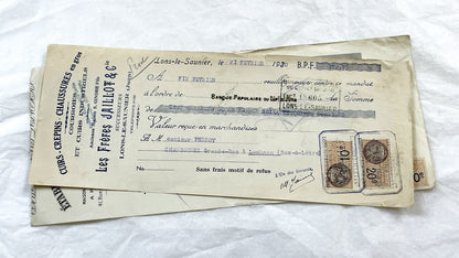 1930s - Lot of 6 Vintage French Bills of Exchange – Handwritten Commercial Documents with Stamps