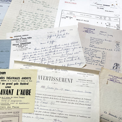 1950s - Vintage Ephemera Lot – French Letters, Invoices & Legal Documents from Notary Archive