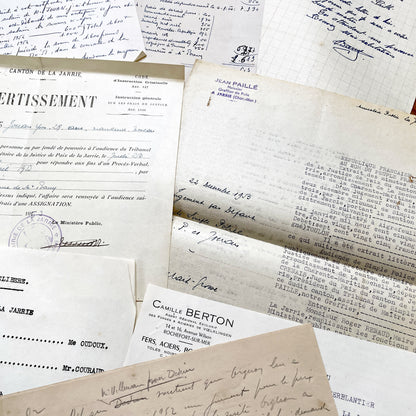 1950s - Vintage Ephemera Lot – French Letters, Invoices & Legal Documents from Notary Archive