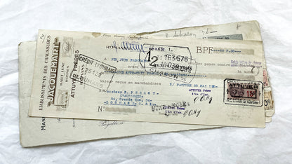 1930s - Lot of 6 Vintage French Bills of Exchange – Handwritten Commercial Documents with Stamps