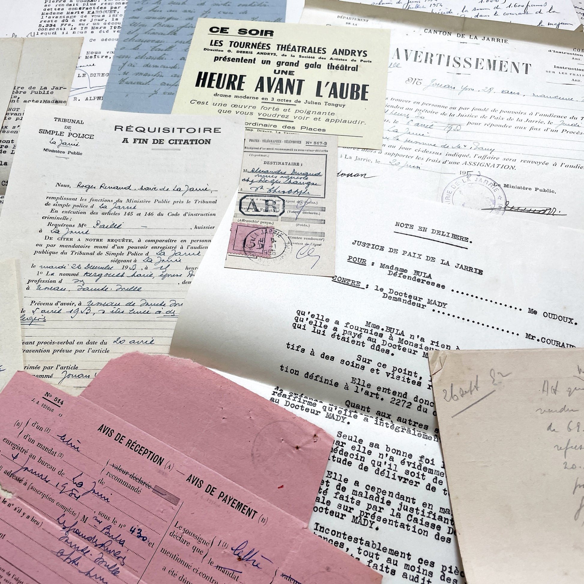 1950s - Vintage Ephemera Lot – French Letters, Invoices & Legal Documents from Notary Archive