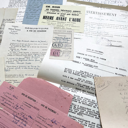 1950s - Vintage Ephemera Lot – French Letters, Invoices & Legal Documents from Notary Archive