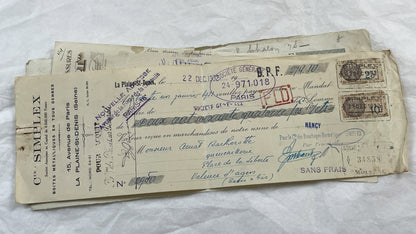 1930s - Lot of 6 Vintage French Bills of Exchange – Handwritten Commercial Documents with Stamps