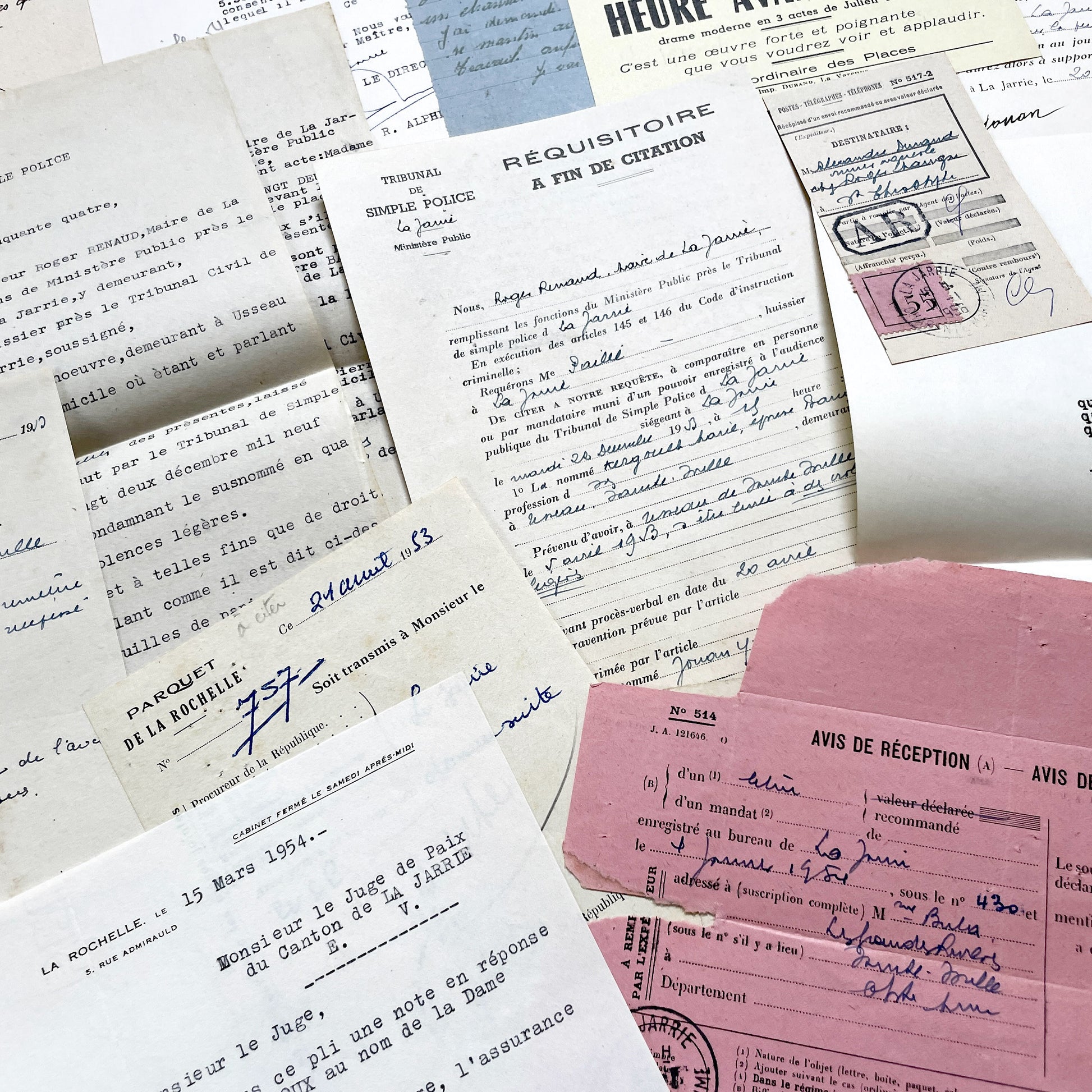 1950s - Vintage Ephemera Lot – French Letters, Invoices & Legal Documents from Notary Archive