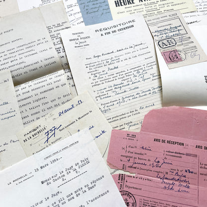 1950s - Vintage Ephemera Lot – French Letters, Invoices & Legal Documents from Notary Archive