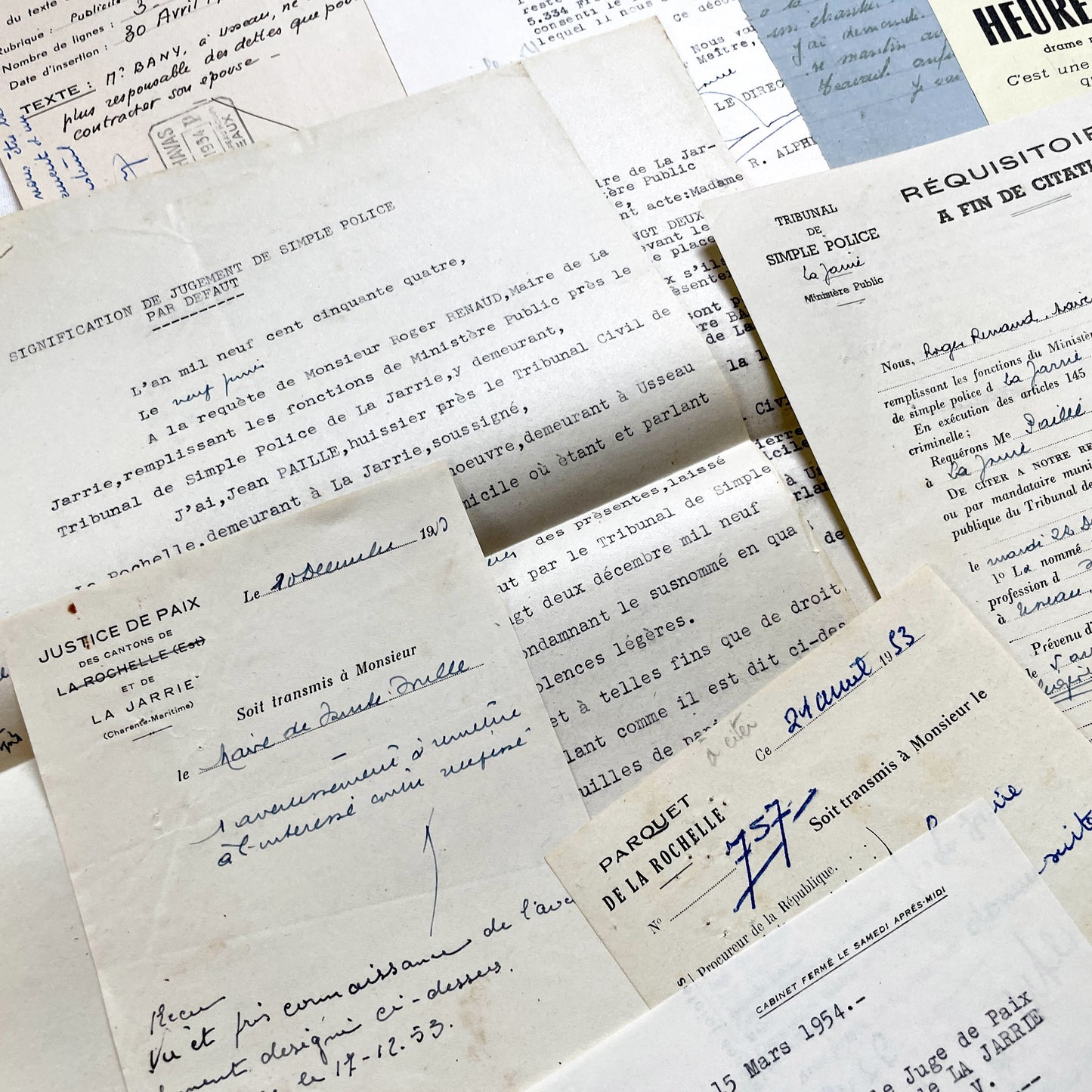 1950s - Vintage Ephemera Lot – French Letters, Invoices & Legal Documents from Notary Archive