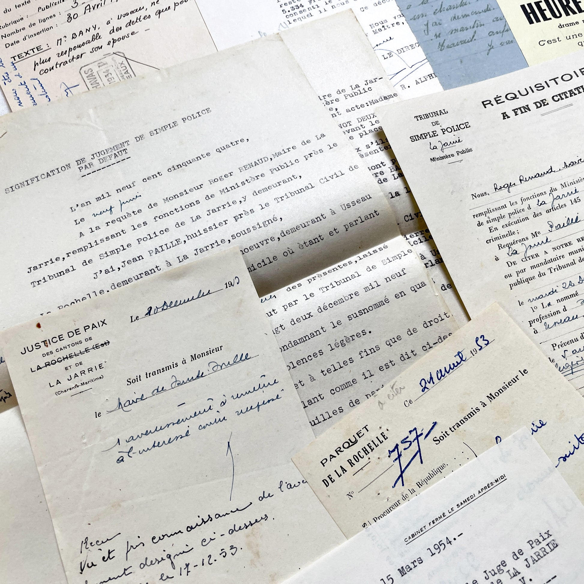 1950s - Vintage Ephemera Lot – French Letters, Invoices & Legal Documents from Notary Archive
