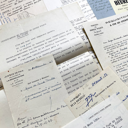 1950s - Vintage Ephemera Lot – French Letters, Invoices & Legal Documents from Notary Archive
