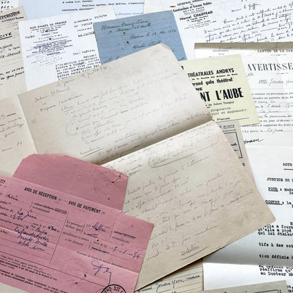 1950s - Vintage Ephemera Lot – French Letters, Invoices & Legal Documents from Notary Archive