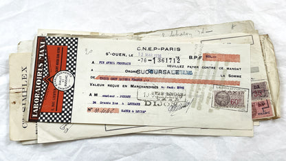 1930s - Lot of 6 Vintage French Bills of Exchange – Handwritten Commercial Documents with Stamps