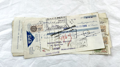 1930s - Lot of 6 Vintage French Bills of Exchange – Handwritten Commercial Documents with Stamps
