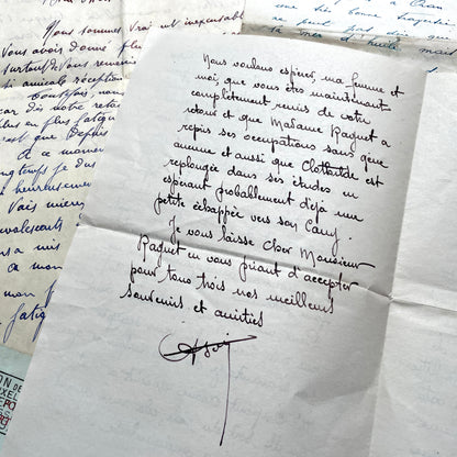 Set of 10 French handwritten letters from the 1940s, featuring elegant script and various historical contexts.