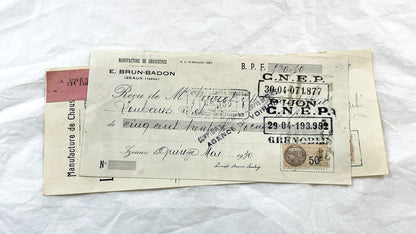 1930s - Lot of 6 Vintage French Bills of Exchange – Handwritten Commercial Documents with Stamps