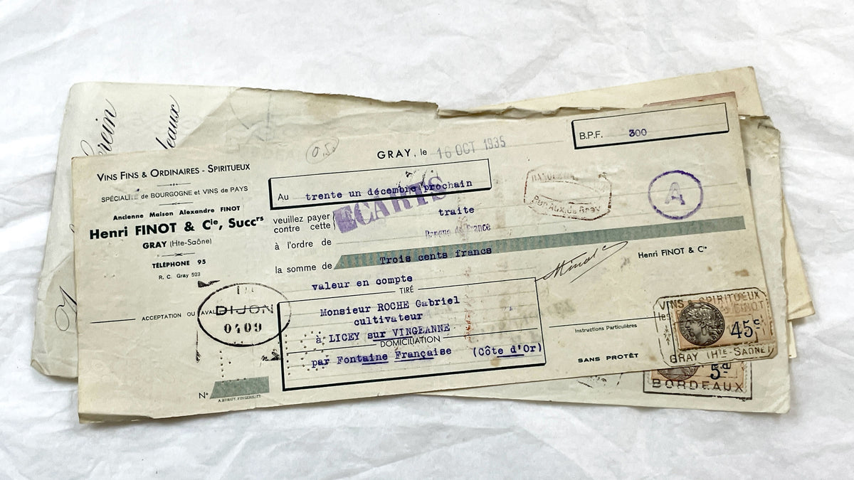 1930s - Lot of 6 Vintage French Bills of Exchange – Handwritten Commercial Documents with Stamps