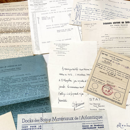1950s - Vintage Ephemera Lot – French Letters, Invoices & Legal Documents from Notary Archive