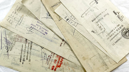 1930s - Lot of 6 Vintage French Bills of Exchange – Handwritten Commercial Documents with Stamps