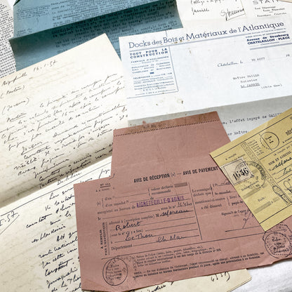 1950s - Vintage Ephemera Lot – French Letters, Invoices & Legal Documents from Notary Archive