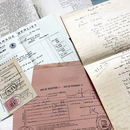 1950s - Vintage Ephemera Lot – French Letters, Invoices & Legal Documents from Notary Archive