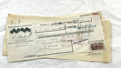 1930s - Lot of 6 Vintage French Bills of Exchange – Handwritten Commercial Documents with Stamps