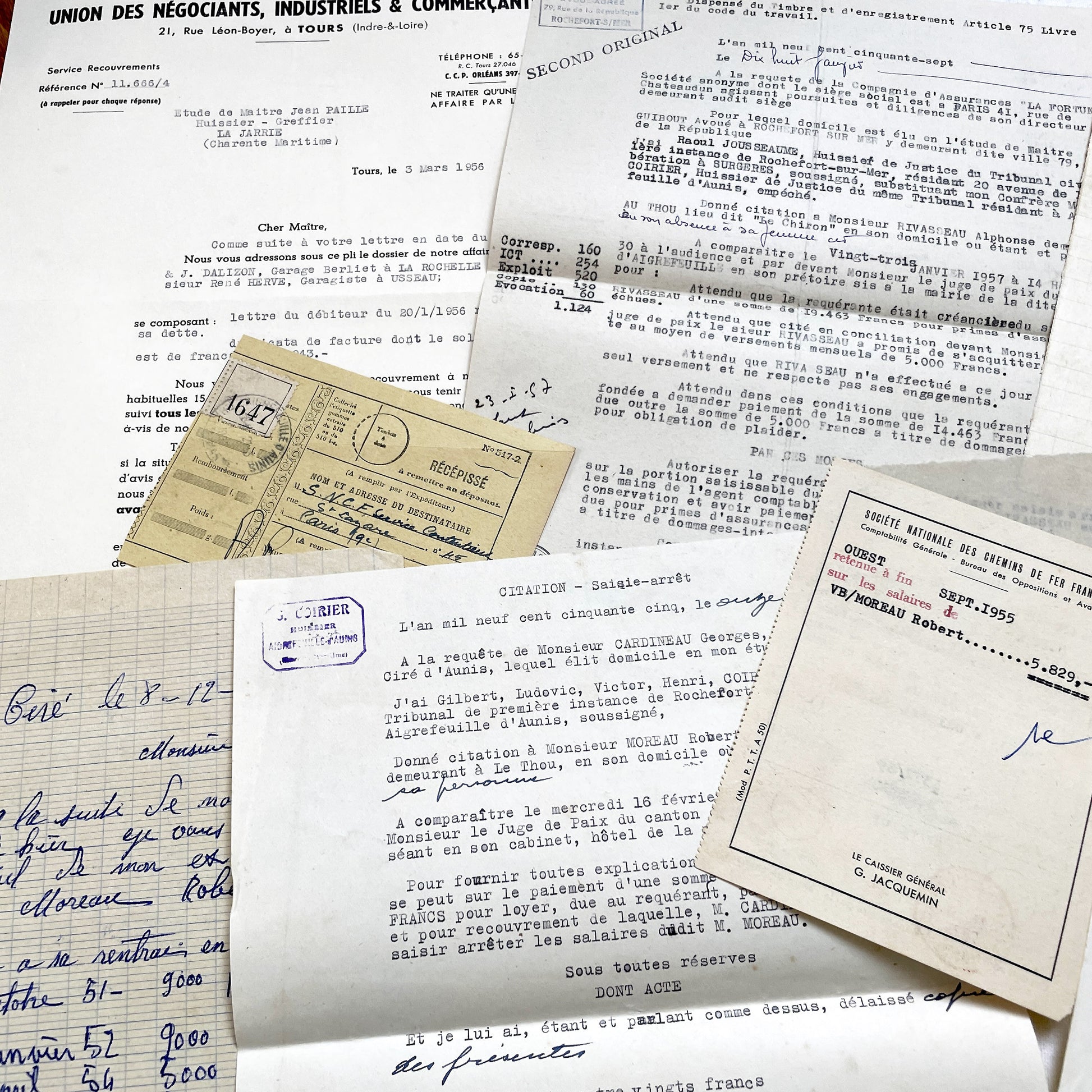 1950s - Vintage Ephemera Lot – French Letters, Invoices & Legal Documents from Notary Archive