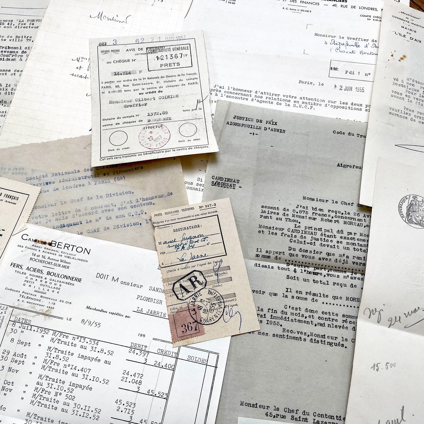 1950s - Vintage Ephemera Lot – French Letters, Invoices & Legal Documents from Notary Archive